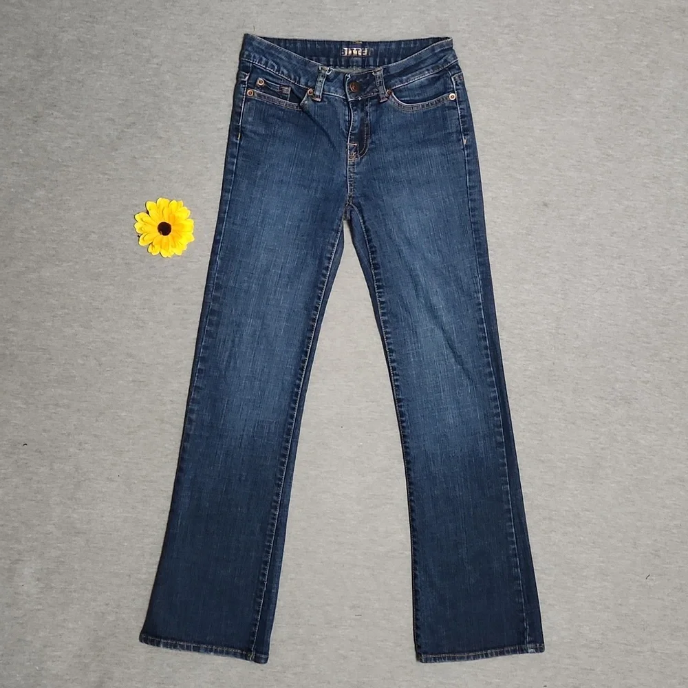 Vintage Y2K Bitten Mid Rise Bootcut Kick Flare Leg Blue Denim Jeans - Picture 4 of 12